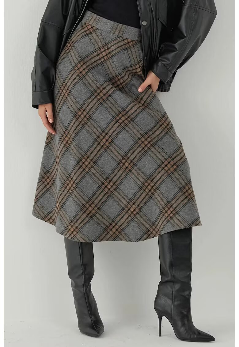 HiCCUP Fuste - Fusta Maxi A - Gri - Textil