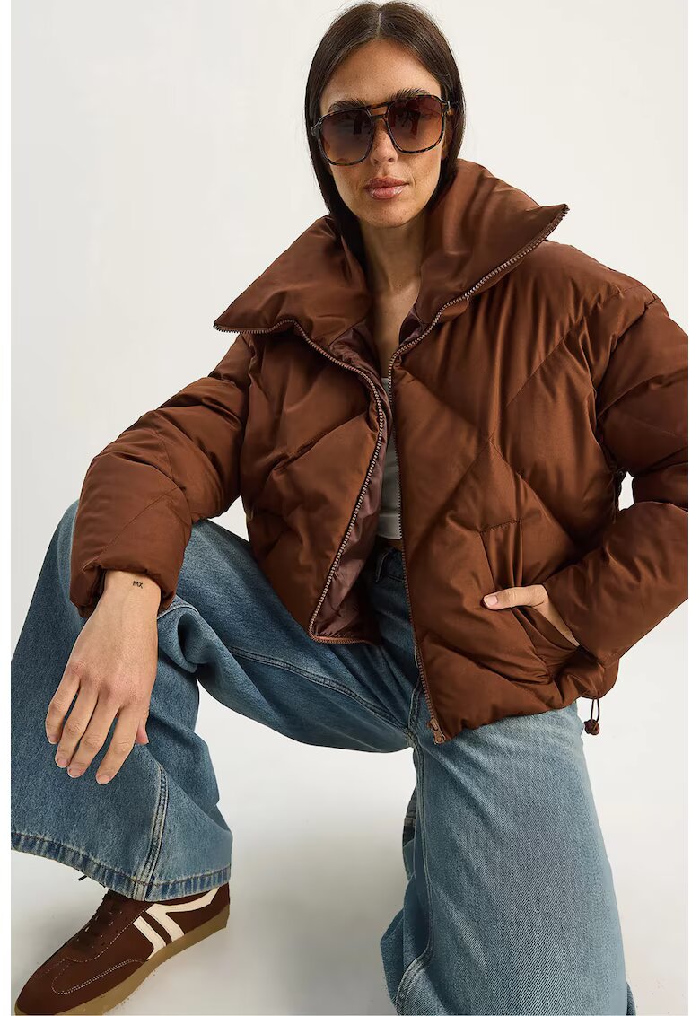 HiCCUP Geaca matlasata supradimensionata maro mocha inchis - textil