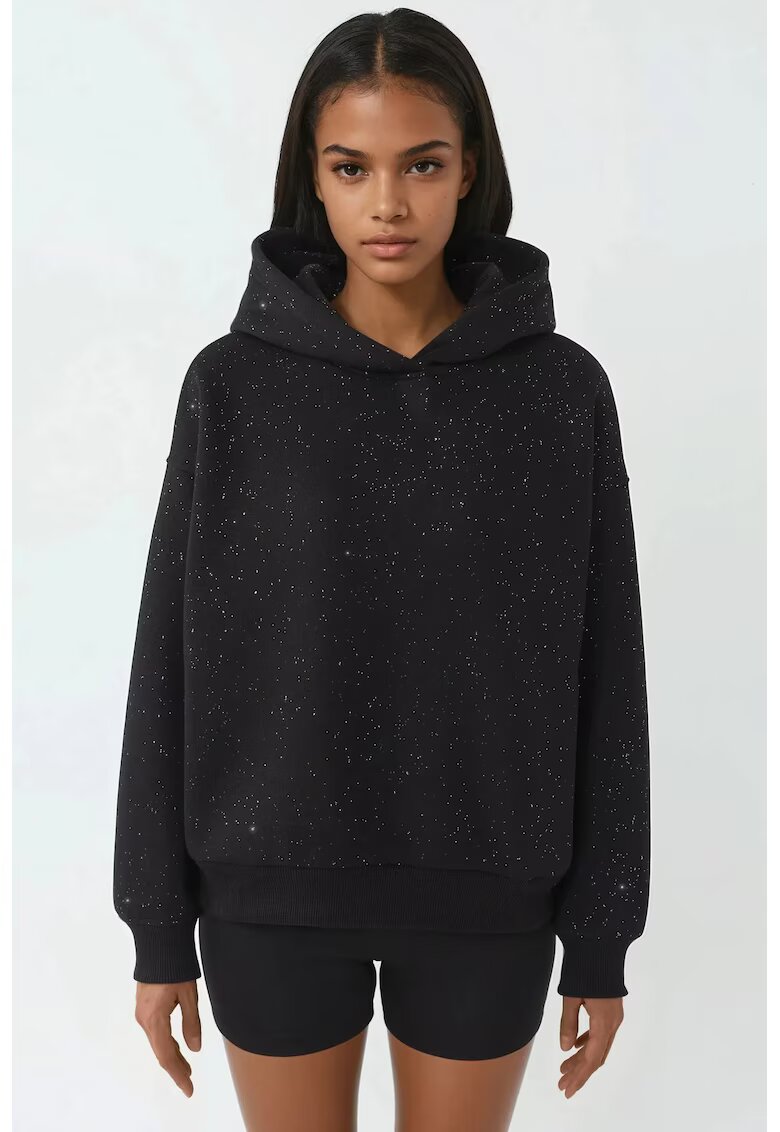 HiCCUP Hanorac cu gluga detalii cu paiete - negru - textil