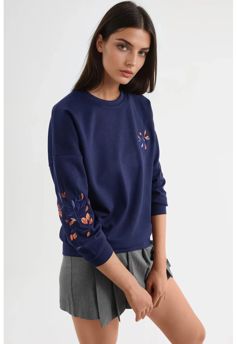 HiCCUP Hanorac dama - brodat - albastru marin - textil