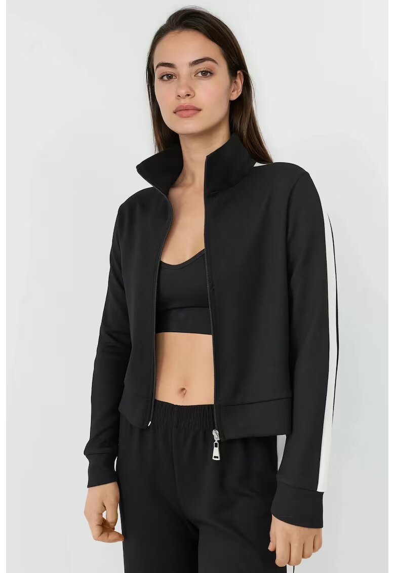 HiCCUP Hanorac dama jacheta sport cu guler tip tunica - negru - tricot