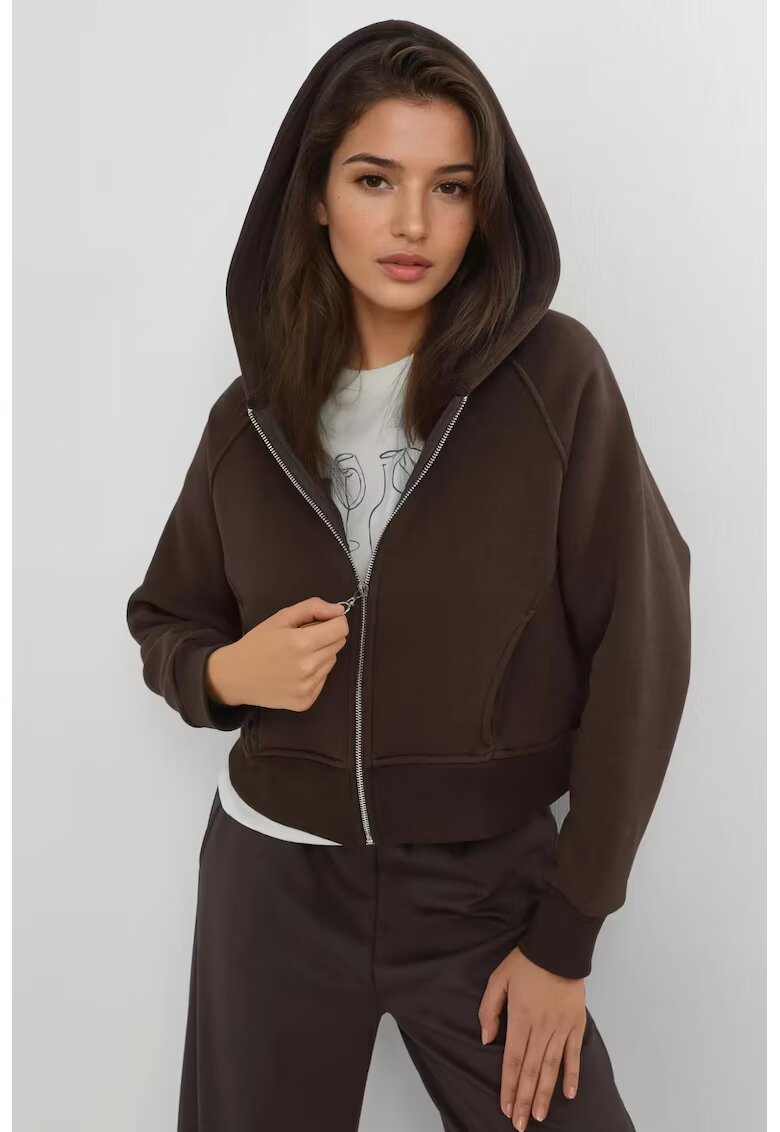 HiCCUP Hanorac dama - Relaxed Fit - maro cafeniu - textil