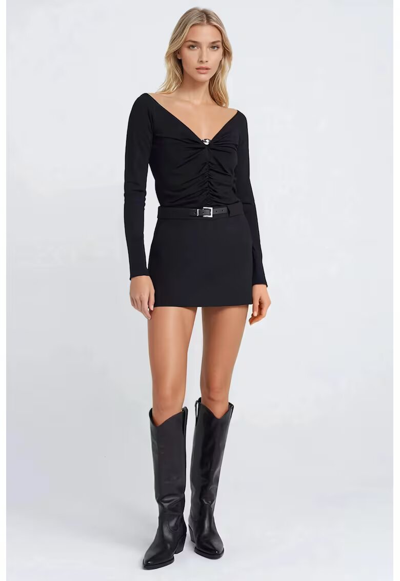 HiCCUP mini - talie inalta - textil - Negru