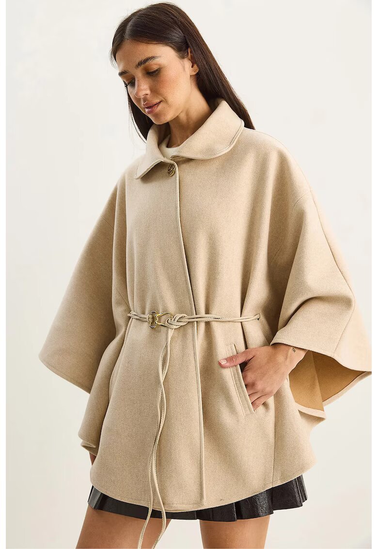 HiCCUP Palton dama supradimensionat - lana - guler de jacheta - bej natural -