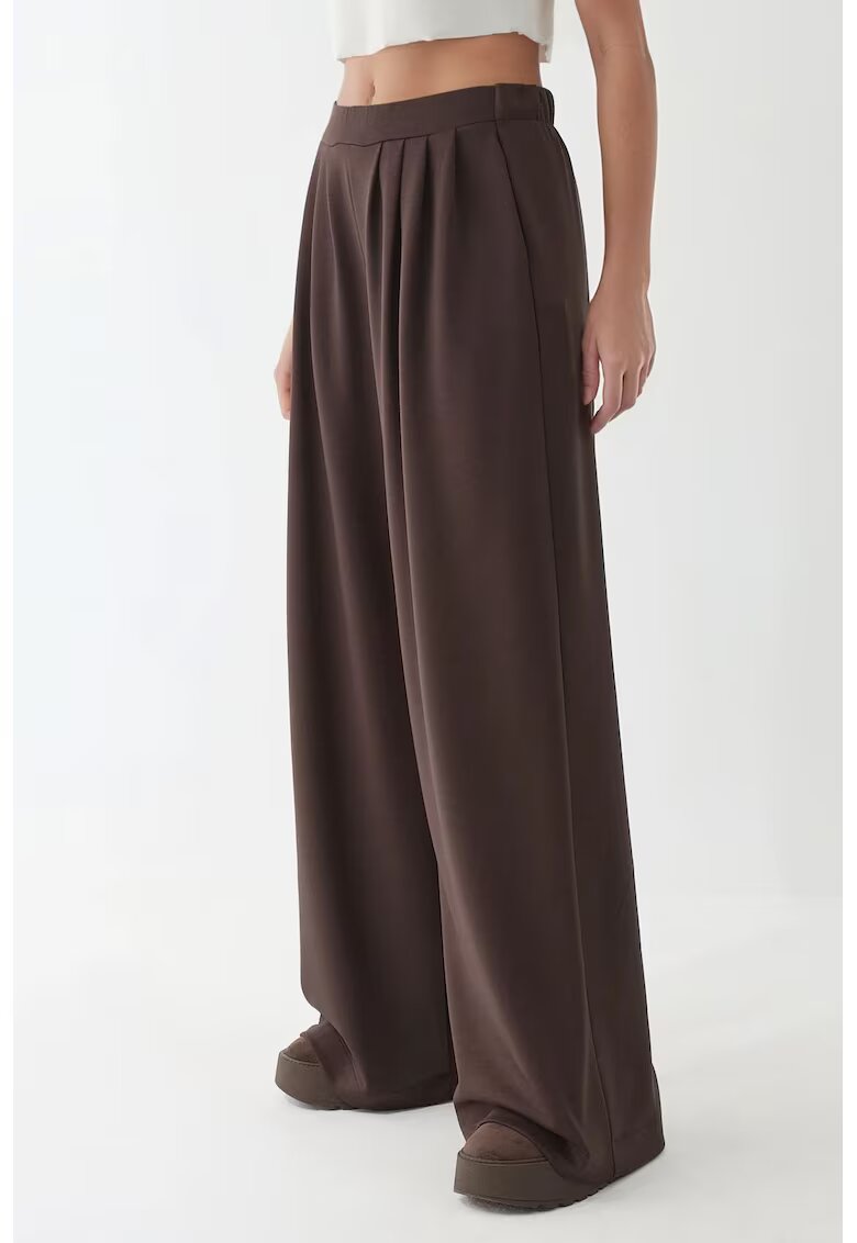 HiCCUP Pantaloni dama - croiala larga - maro cognac - elasten