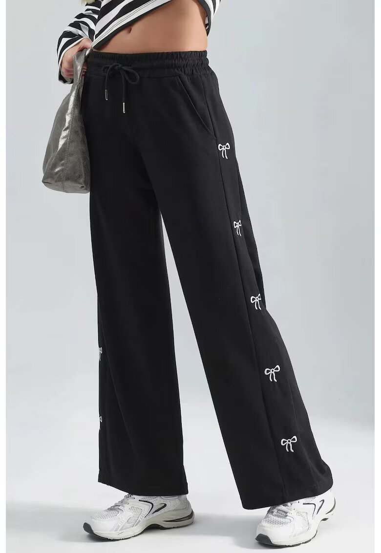 HiCCUP Pantaloni dama - cu detalii din funda - negru - textil