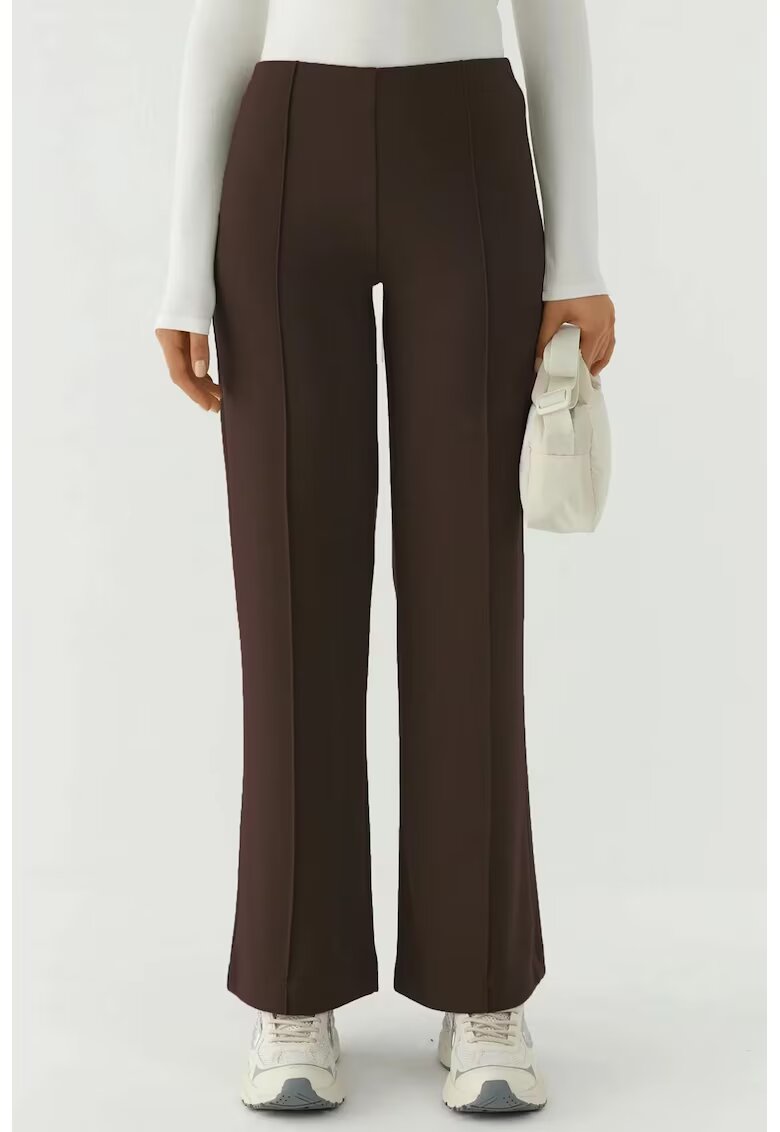 HiCCUP Pantaloni dama cu picior lat - detalii - maro - textil