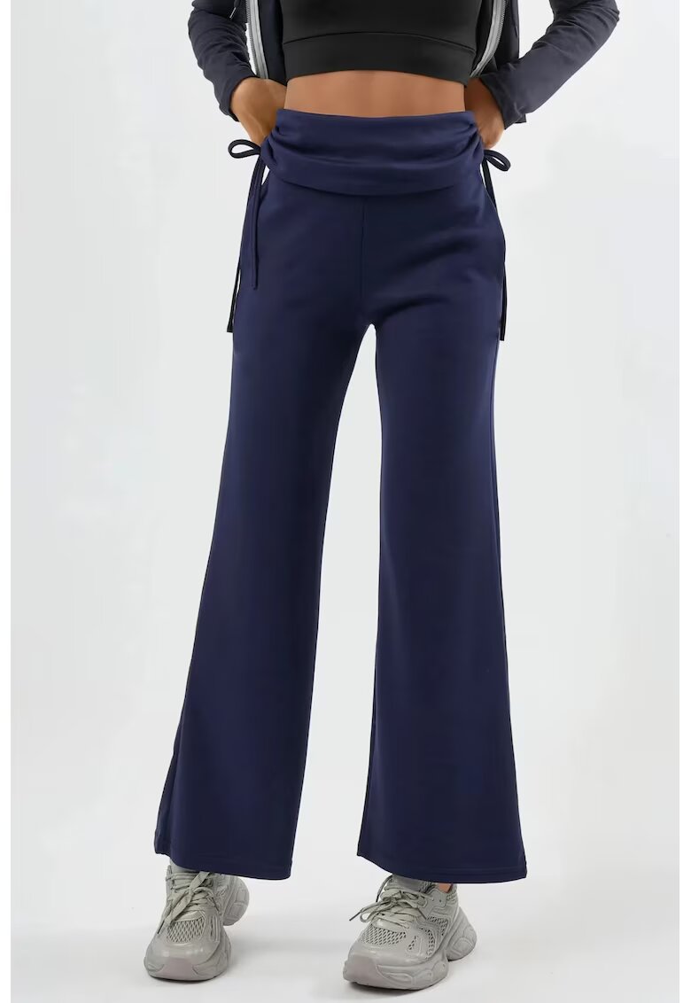 HiCCUP Pantaloni dama - cu talie inalta - detalii volane - bleumarin - textil - Bleumarin