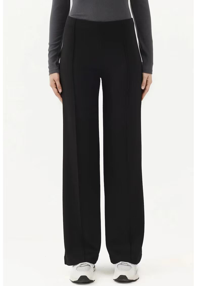 HiCCUP Pantaloni dama - largi cu detalii striate - negru - textil