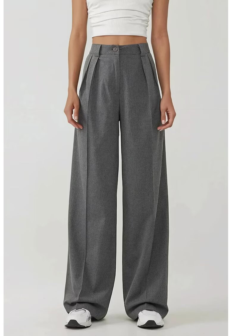 HiCCUP Pantaloni dama - Palazzo cu talie inalta - croiala larga - gri - textil