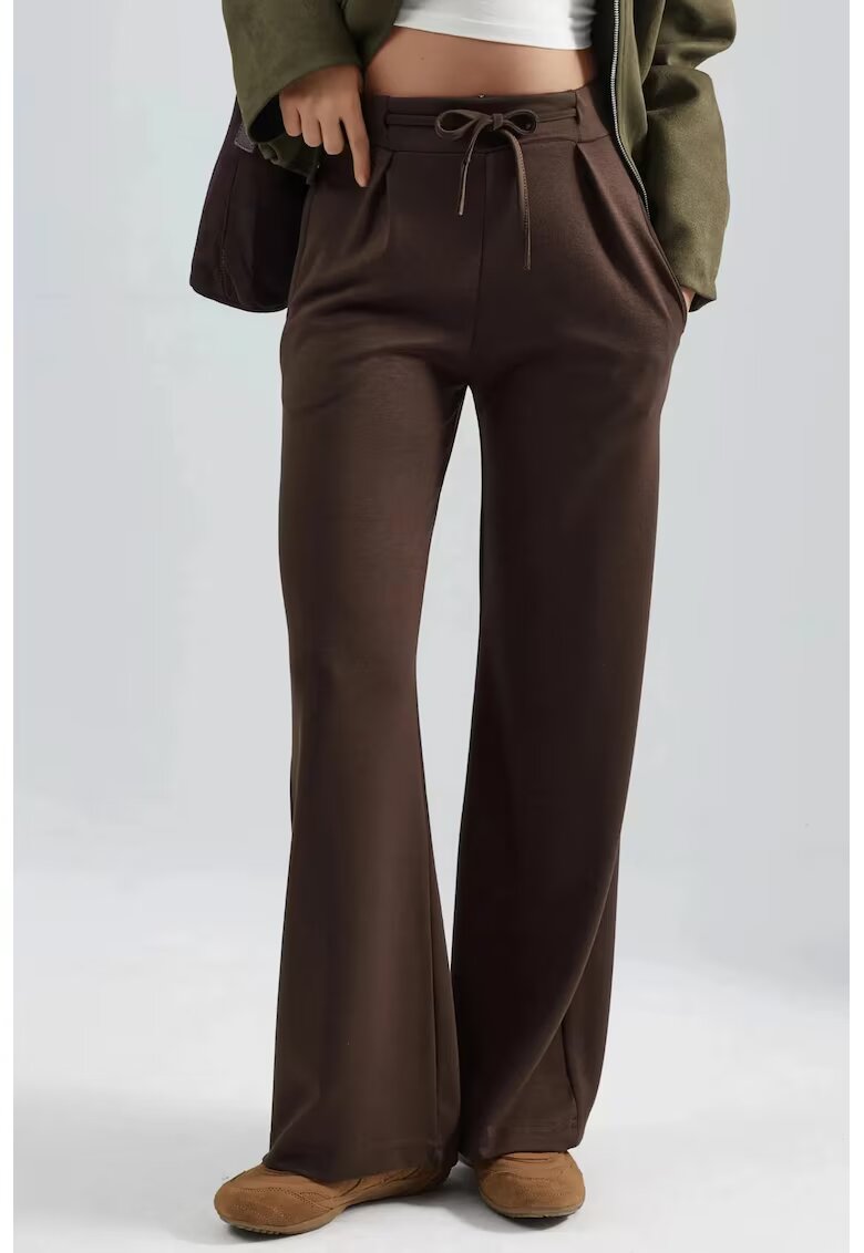 HiCCUP Pantaloni dama - Palazzo plisati - talie normala - maro - Maro