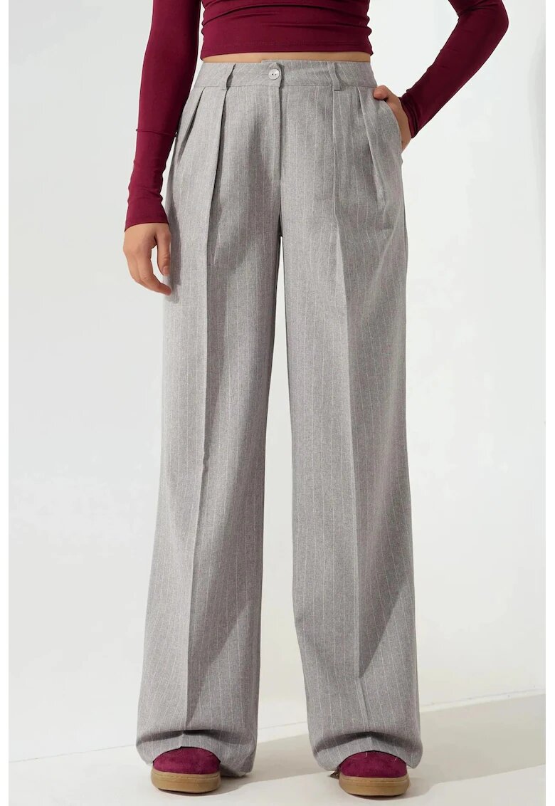 HiCCUP Pantaloni dama - Palazzo - poliester/viscoza - cu dungi gri - Gri