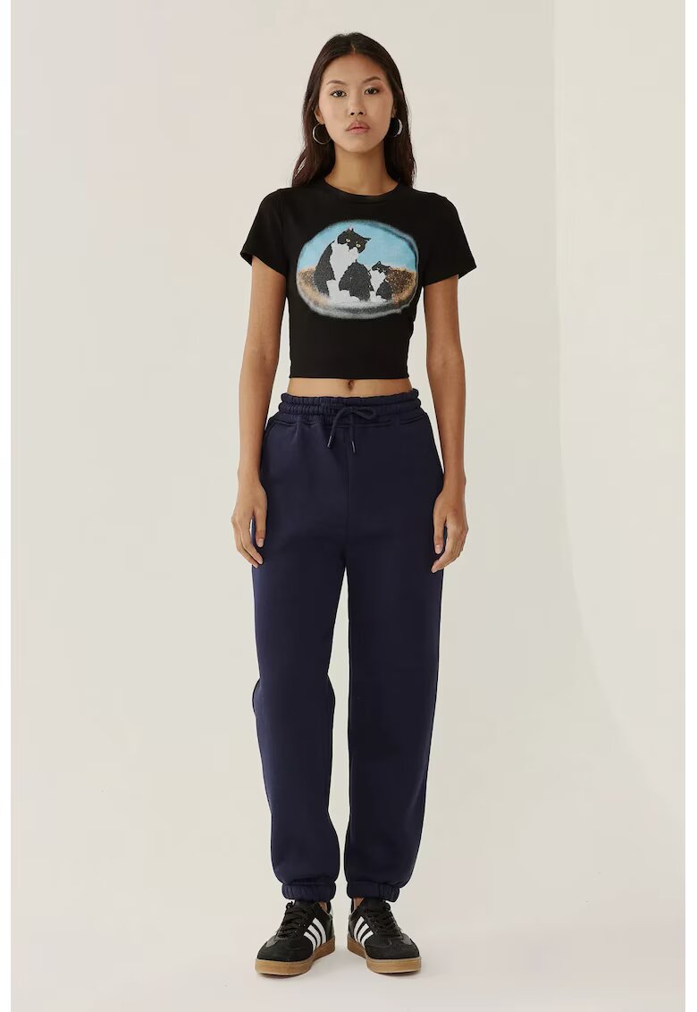HiCCUP Pantaloni sport dama - basic - bumbac-poliester - Albastru marin - S - Albastru