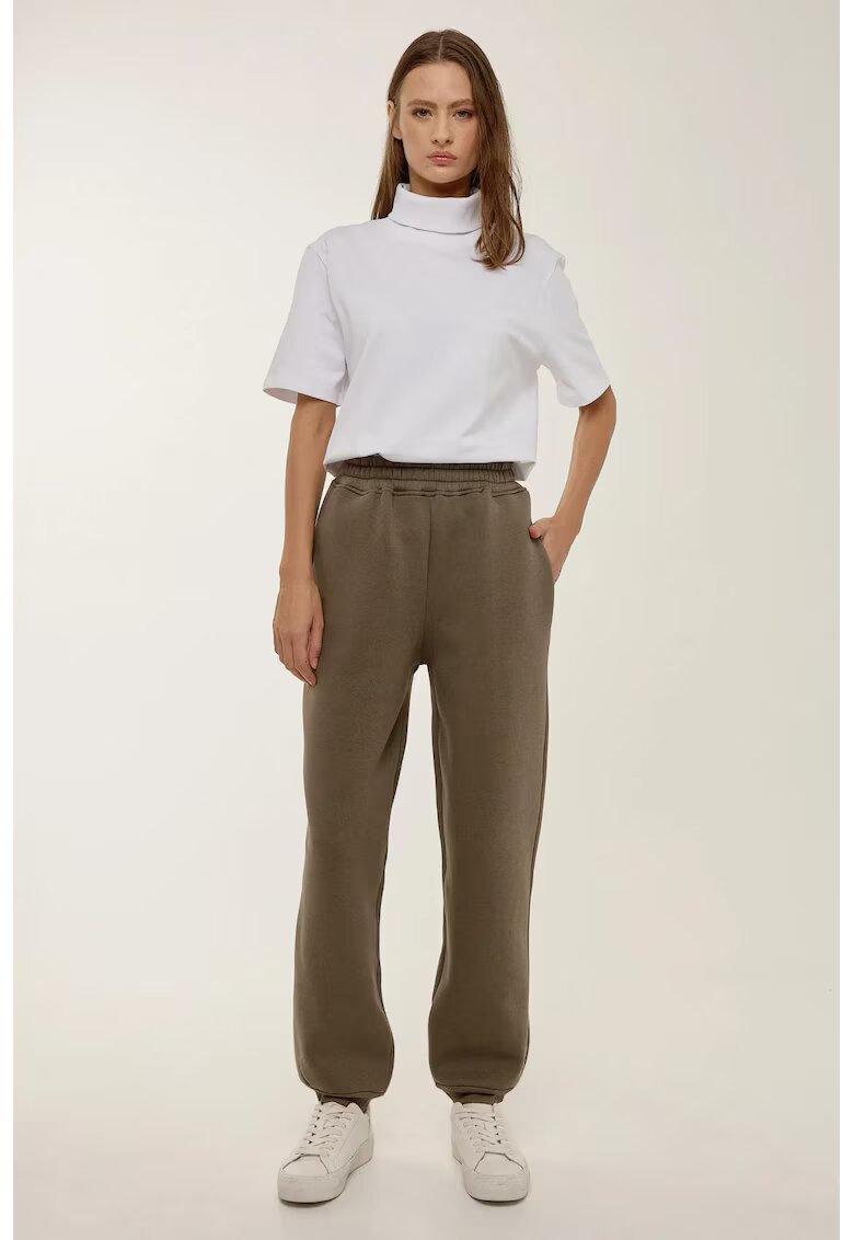 HiCCUP Pantaloni sport - talie elastica - gri - bumbac/poliester