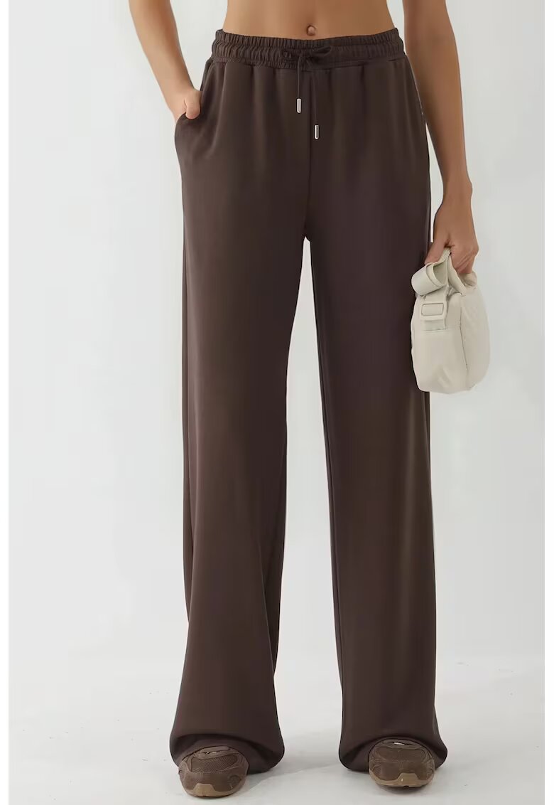 HiCCUP Pantaloni talie inalta - Maro inchis