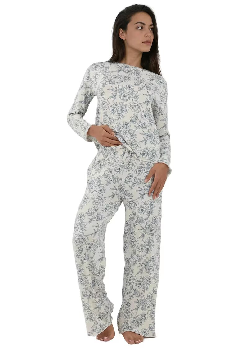 HiCCUP Pijama dama - Alb/Albastru - Jerseu