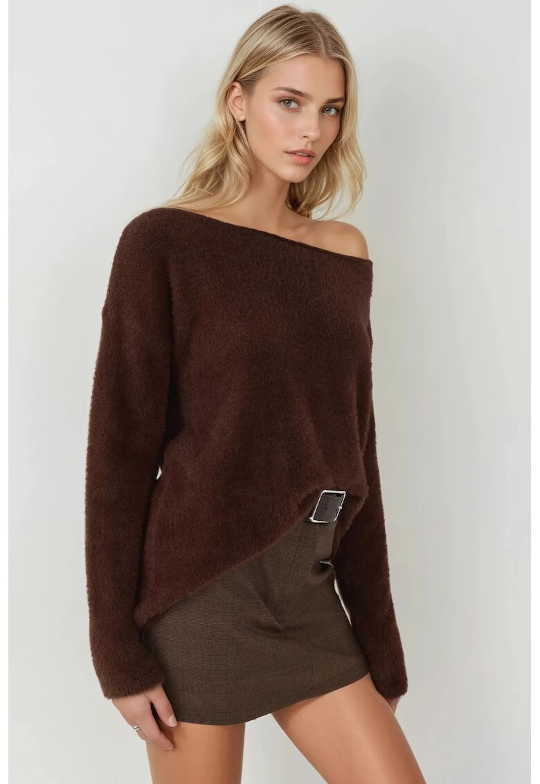 HiCCUP Pulover dama - Tricot - Maro castaniu - One Size