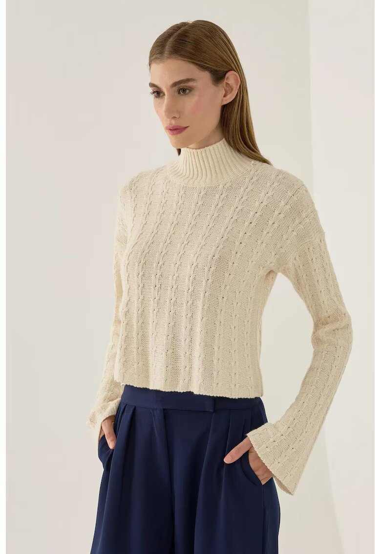 HiCCUP Pulover dama tricotat texturat - Natural
