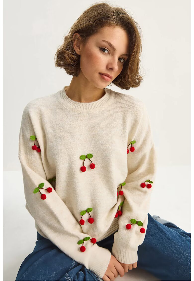 HiCCUP Pulovere dama - Pulover tricotat - Bej Natural - Tricot -