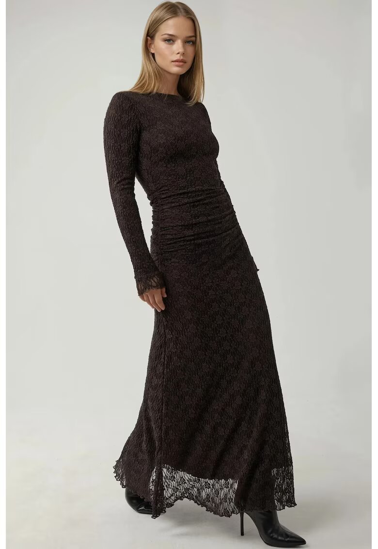 HiCCUP Rochie Maxi - Dantela - Guler Rotund - Maro - Jerseu