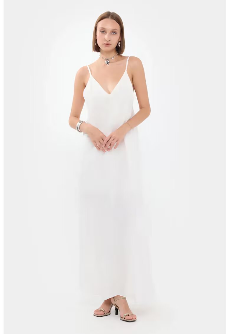 HiCCUP Rochie maxi - Decolteu in V - Bumbac - Alb