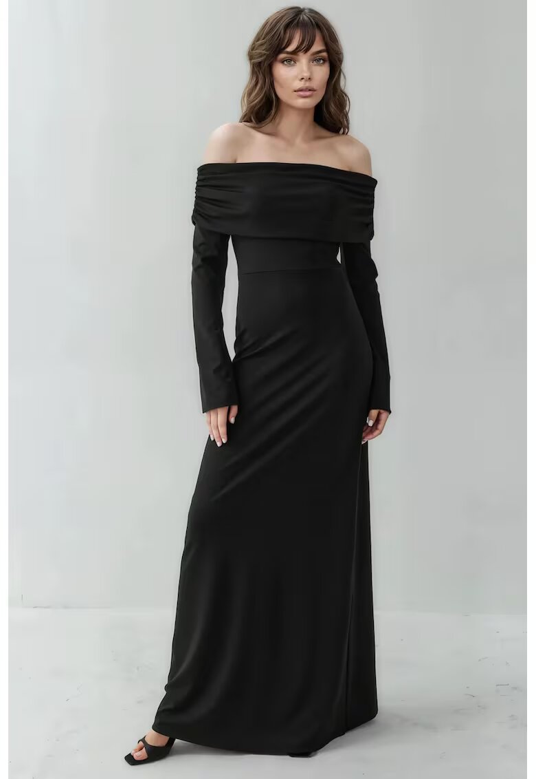 HiCCUP Rochie Maxi - Decolteu pe Umeri - Slit - Negru - fabrica