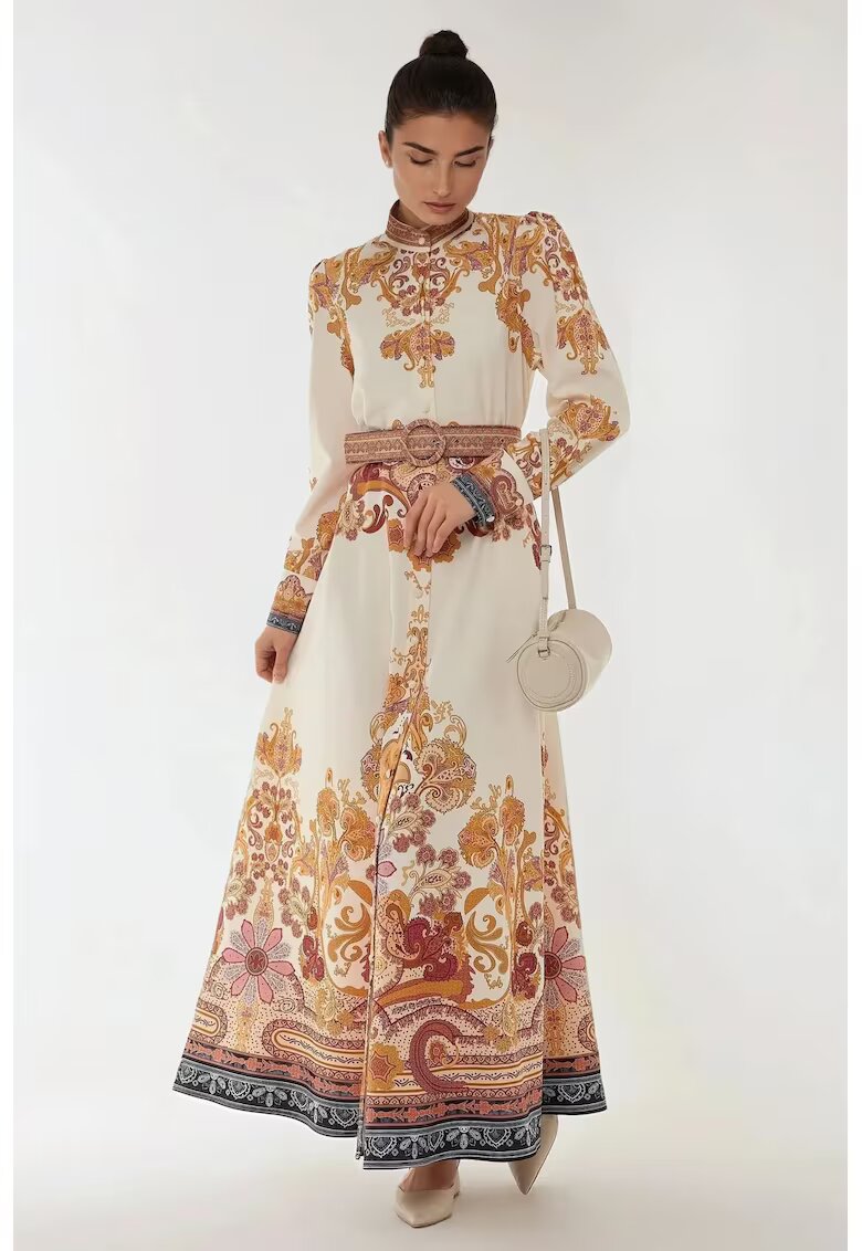 HiCCUP Rochie maxi imprimeu - portocalie - material subtire