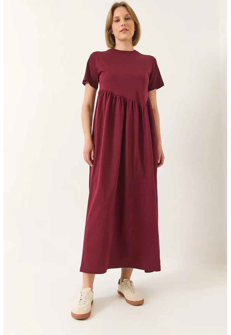HiCCUP Rochie maxi tricotata - lejera - rosie - bumbac
