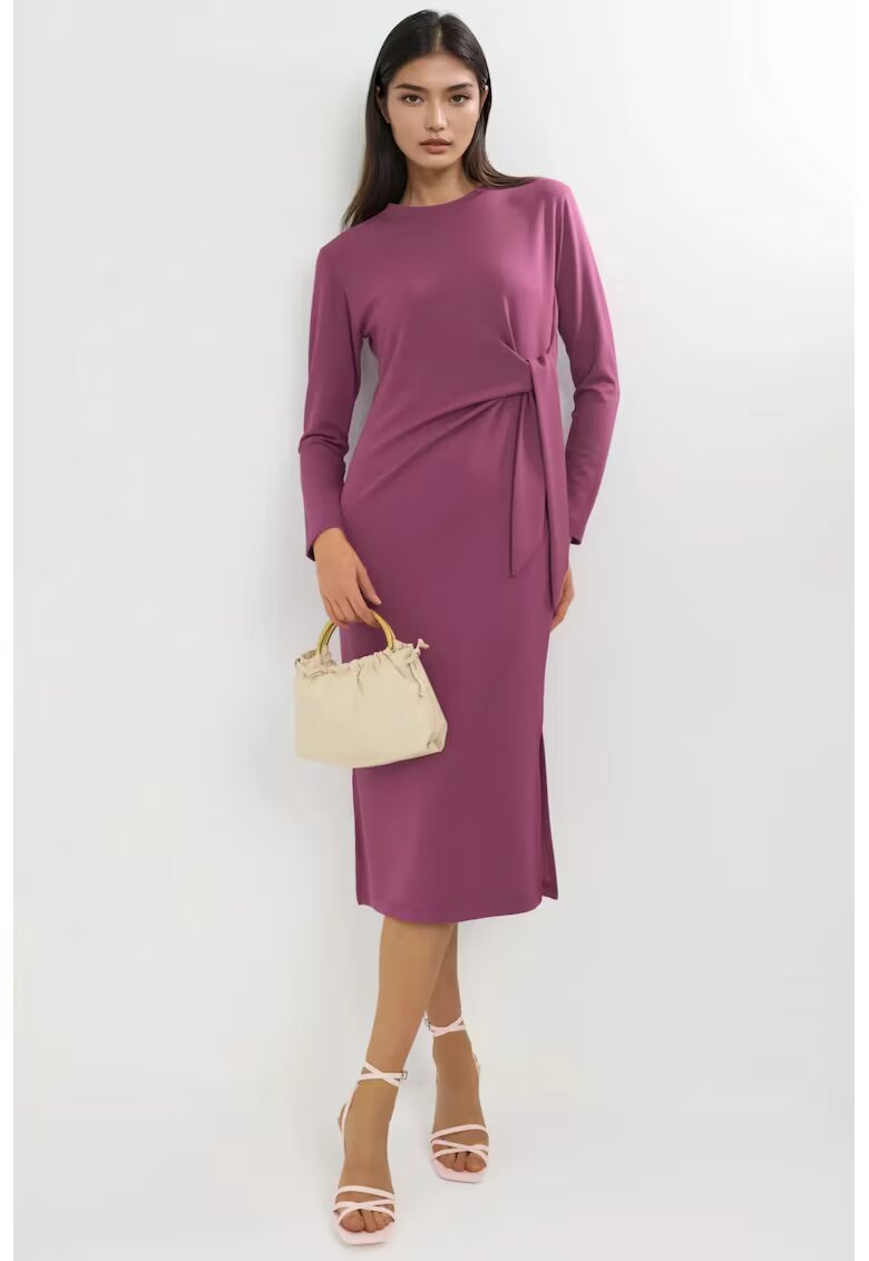 HiCCUP Rochie Midi - Bersan - maneci lungi - rosu - jerseu