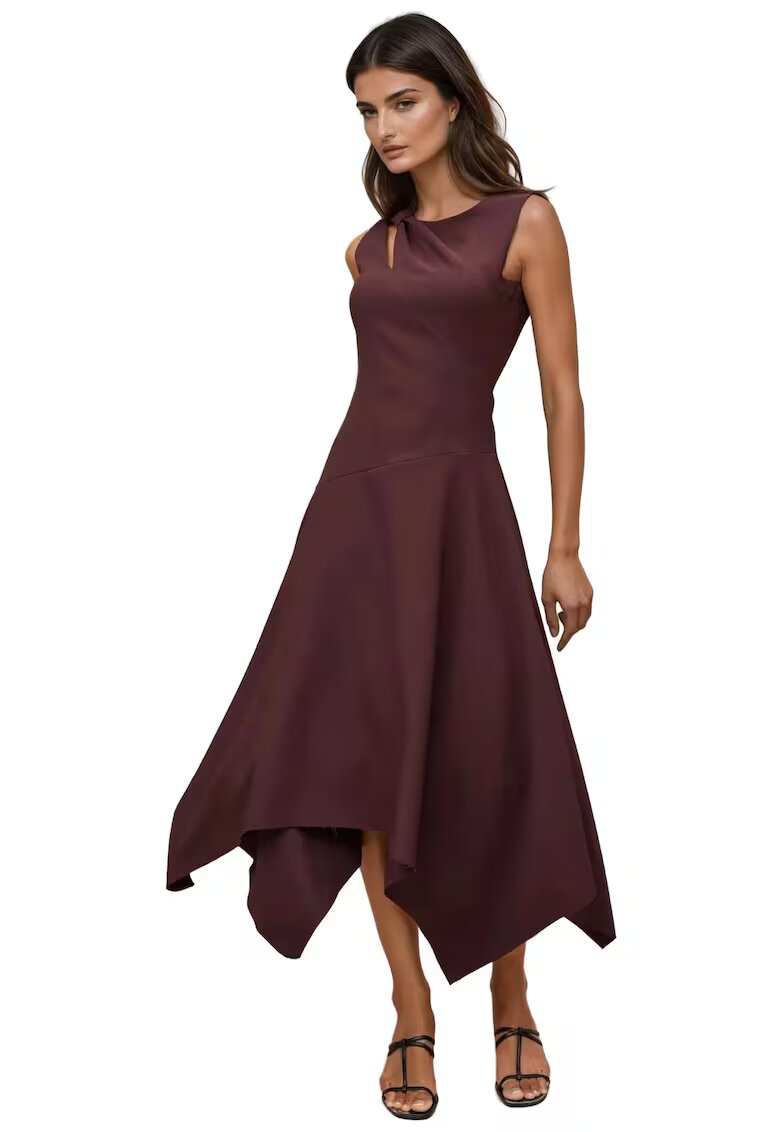 HiCCUP Rochie midi cu decupaje maro - Maro inchis