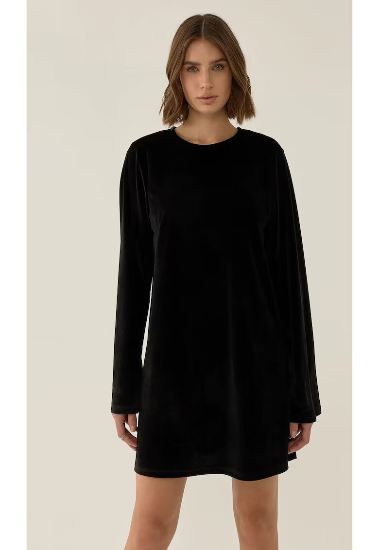 HiCCUP Rochie mini - catifea cu spate deschis si funda - negru