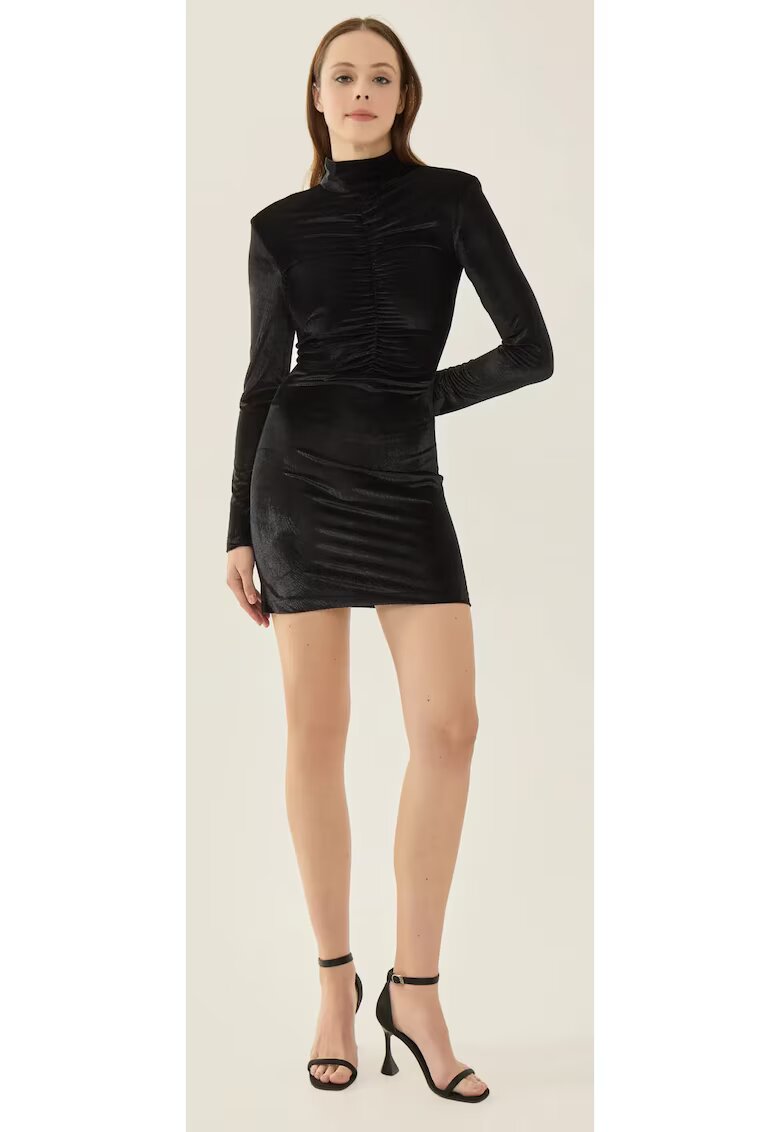 HiCCUP Rochie mini - catifea - neagra - cu detalii captusite