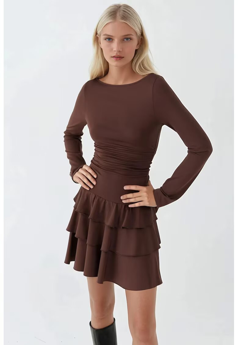 HiCCUP Rochie mini - maro cafeniu - jerseu