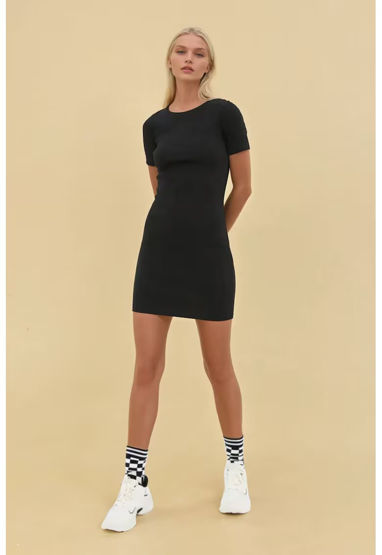 HiCCUP Rochie mini - mulata - maneca scurta - negru - jerseu
