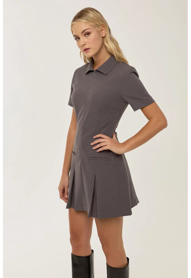 HiCCUP Rochie mini plisata cu guler polo