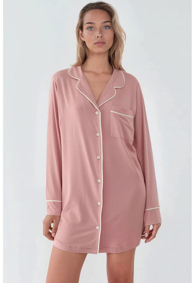 HiCCUP Rochie pijama mini - extra moale - roz pudrat - jerseu