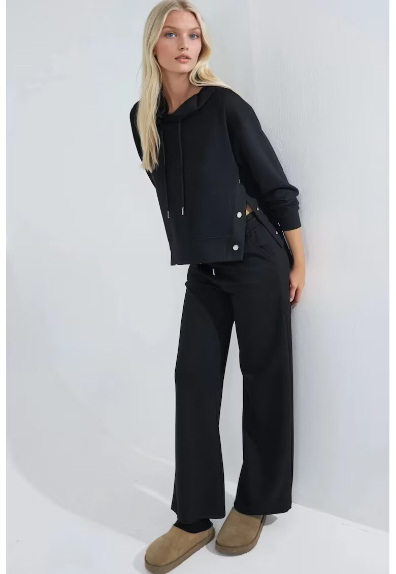 HiCCUP Set din doua piese - hanorac cu gluga si pantaloni cu picioare largi - negru - tricot