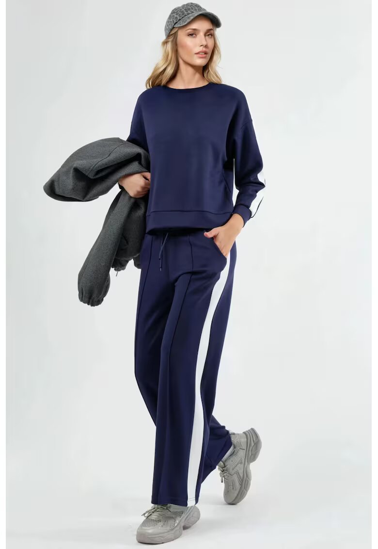 HiCCUP Set din doua piese - pantaloni cu talie inalta - picioare largi - bleumarin