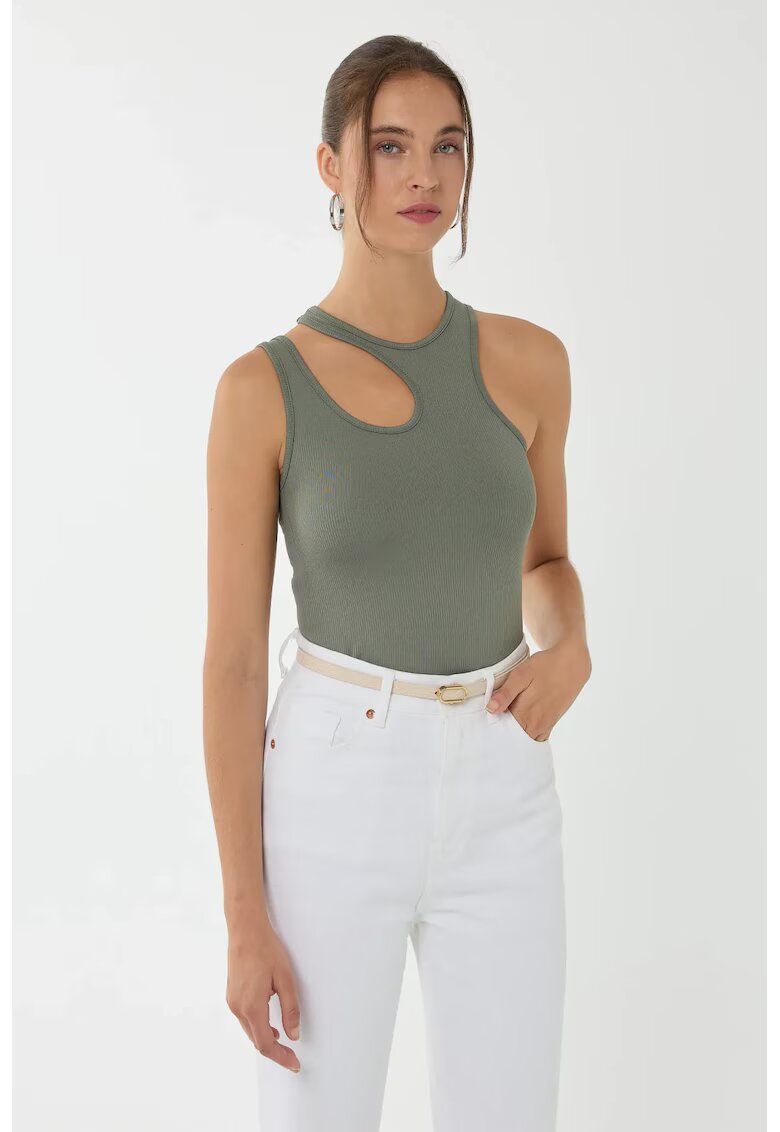 HiCCUP Top scurt - guler asimetric - verde - jerseu