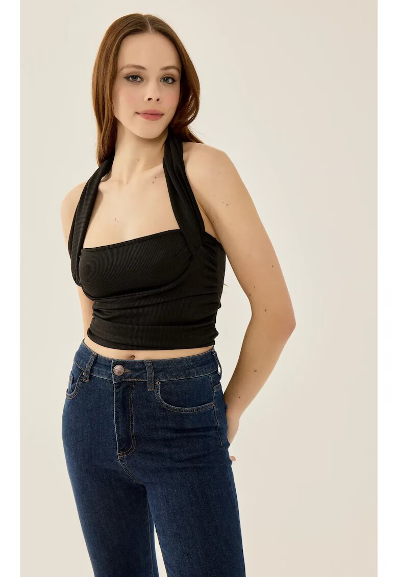 HiCCUP Top - top tricotat slim fit - negru - jerseu poliester