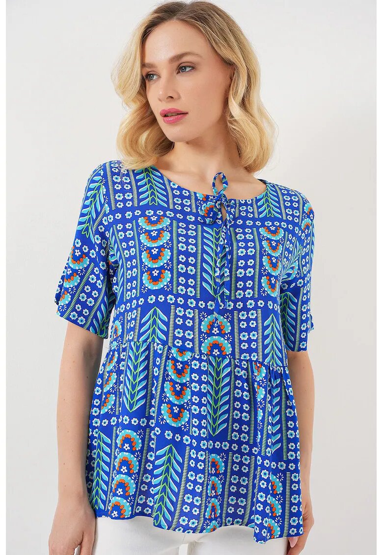HiCCUP Tricou dama BDART - guler rotund - cu imprimeu - albastru - textil