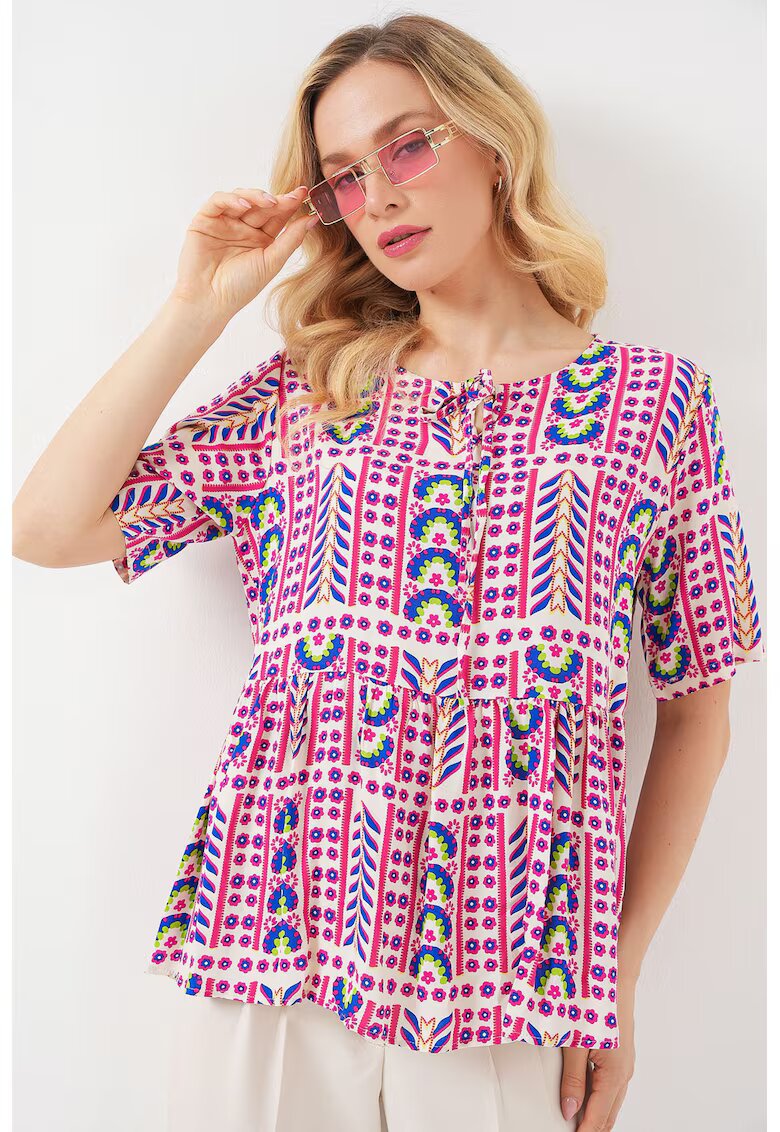 HiCCUP Tricou dama BDART - guler rotund - cu imprimeu - magenta - textil