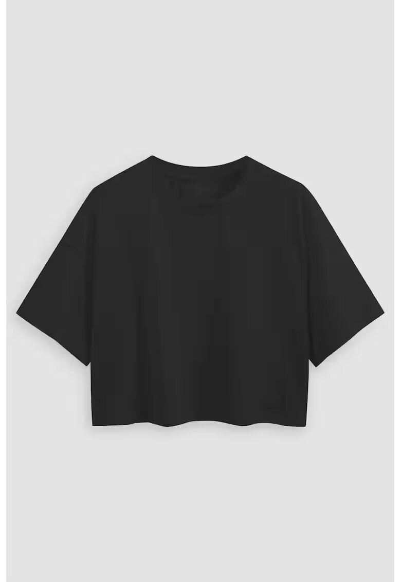 HiCCUP Tricou dama - bumbac - scurt - decolteu rotund - negru