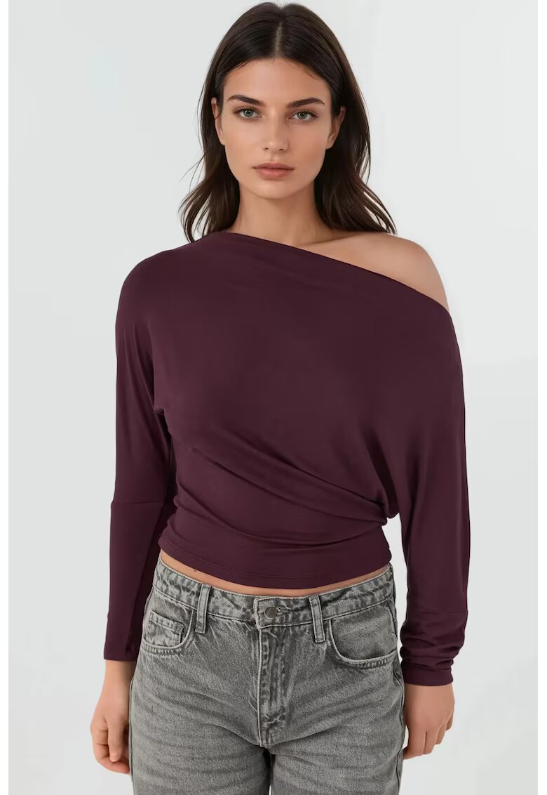 HiCCUP Tricou dama - tricotat elastic - maneca lunga - mov - jerseu