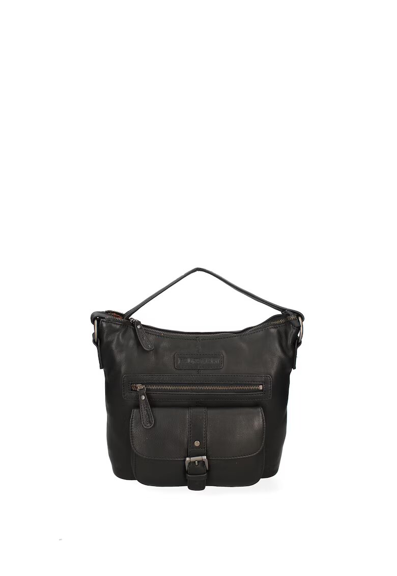 Hill Burry Geanta messenger de piele - Negru