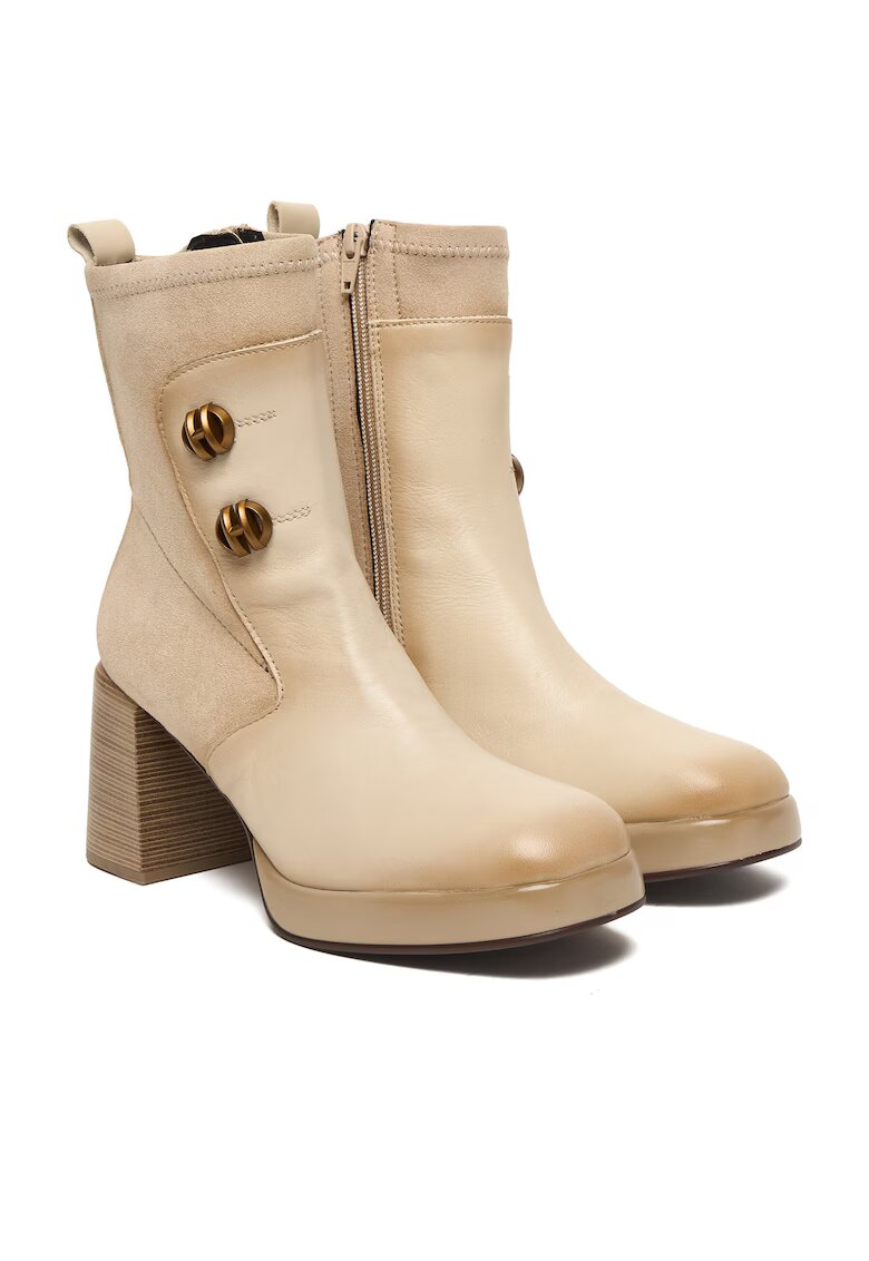 Hispanitas Botine dama HI254228 - Piele naturala - Crem