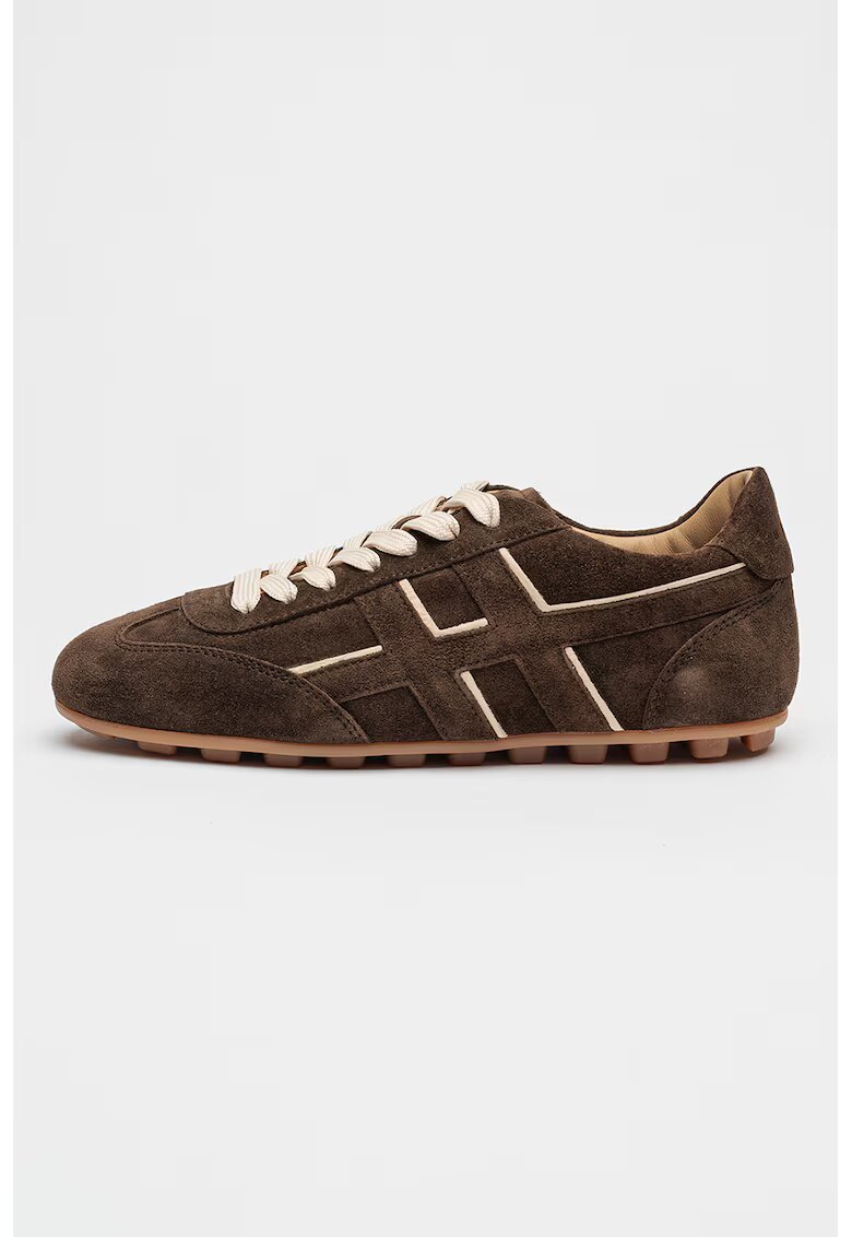 Hogan Pantofi sport din piele intoarsa cu talpa plata - Maro inchis