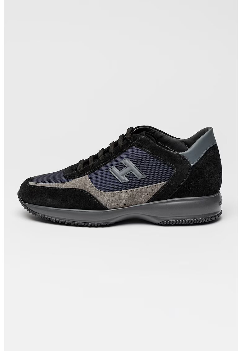 Hogan Pantofi sport low-cut cu garnituri de piele Interactive - Negru/Gri inchis/Bleumarin