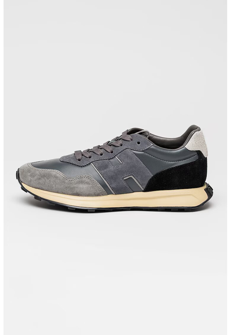 Hogan Pantofi sport low-cut de piele si piele intoarsa - Negru/Albastru inchis
