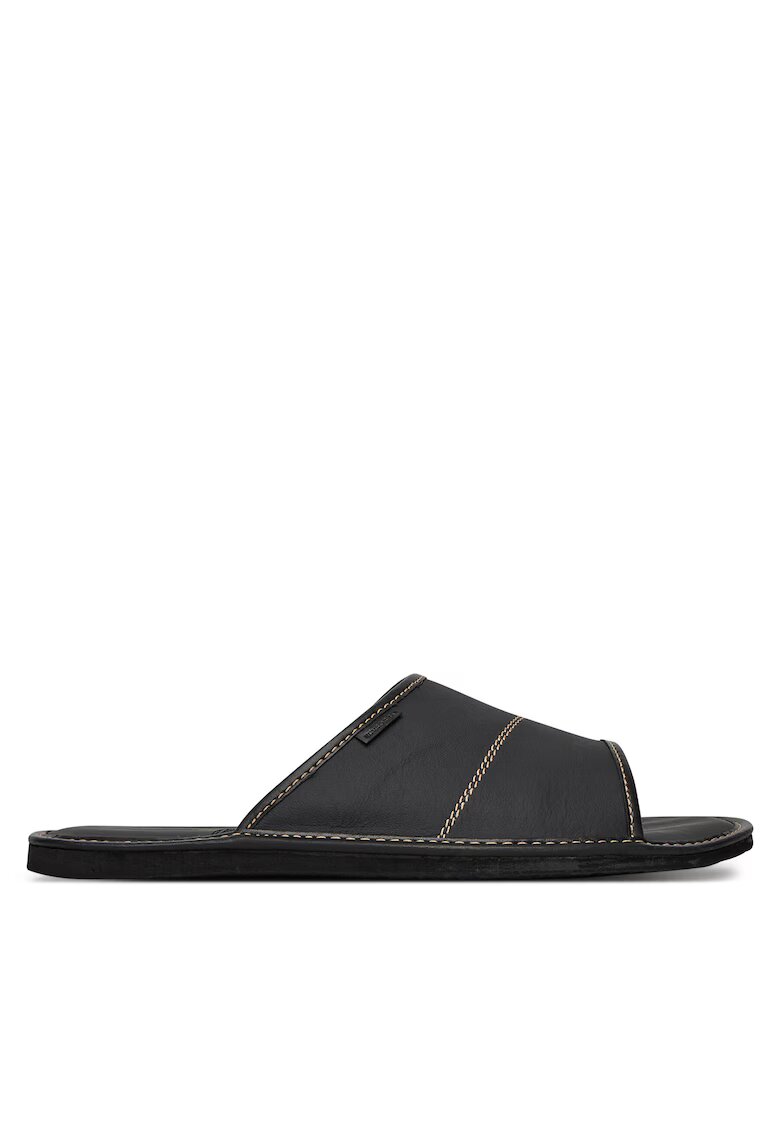Home Relax Papuci barbati - piele naturala - negru - Negru